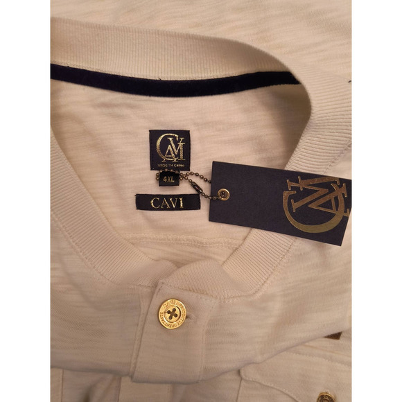 Cavi Long Sleeve 1/4 Button Henley Shirt White Pullover w/pockets Big Tall 4XL - Picture 10 of 14